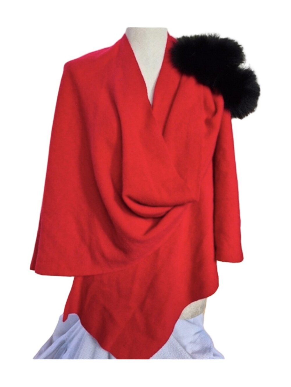 Mitchies Wrap Style Shawl 100% Wool Blue Fox